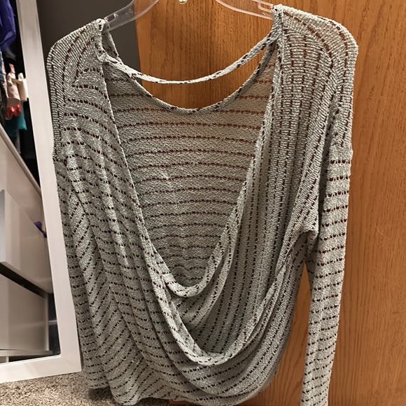 Free people Island Stripe Hacci sweater top Open draped back - Picture 5 of 5